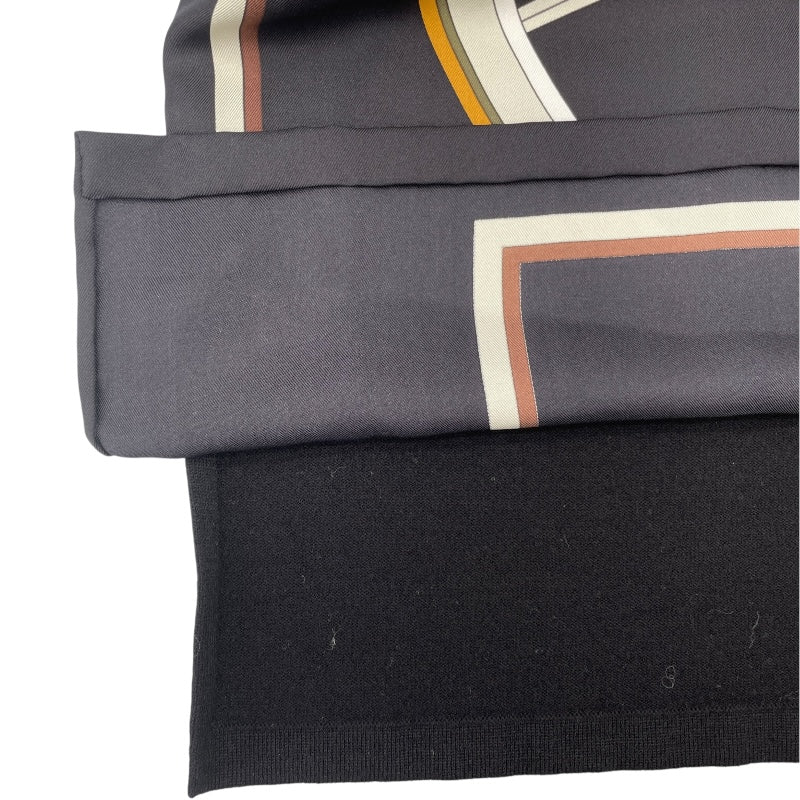 エルメス HERMES ツイルレーヌ切替ニットワンピース ブラック シルク/ウール レディース ワンピース
