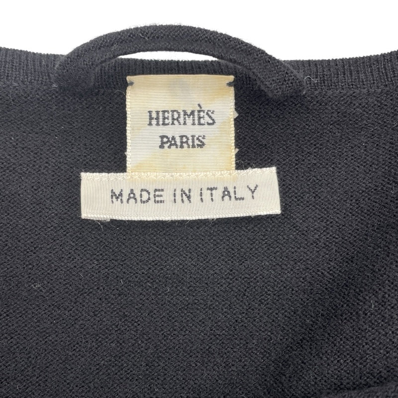 エルメス HERMES ツイルレーヌ切替ニットワンピース ブラック シルク/ウール レディース ワンピース