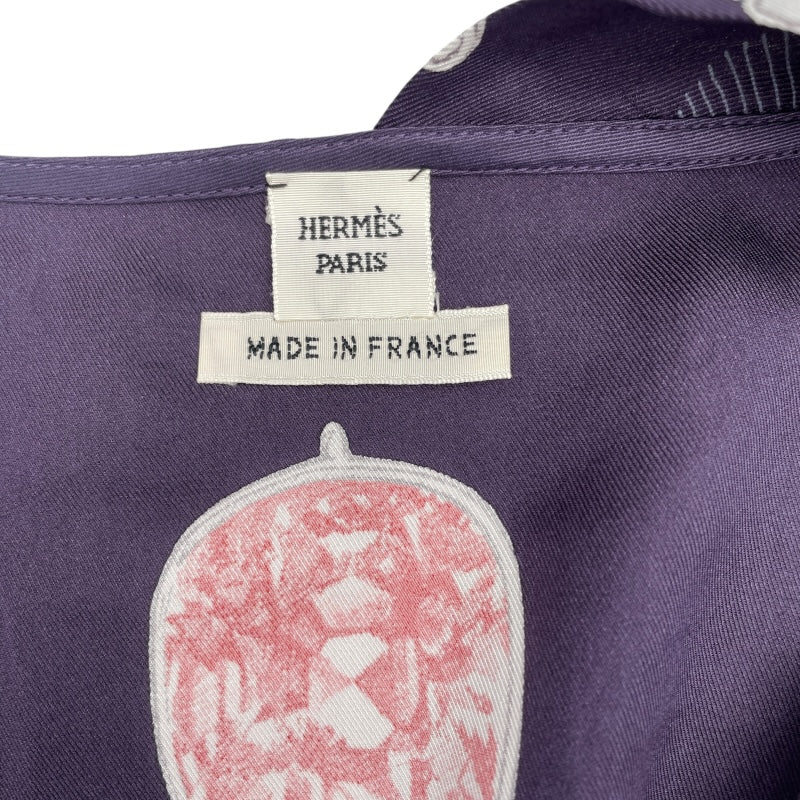 エルメス HERMES ベルト柄シルクワンピース パープル シルク レディース ワンピース
