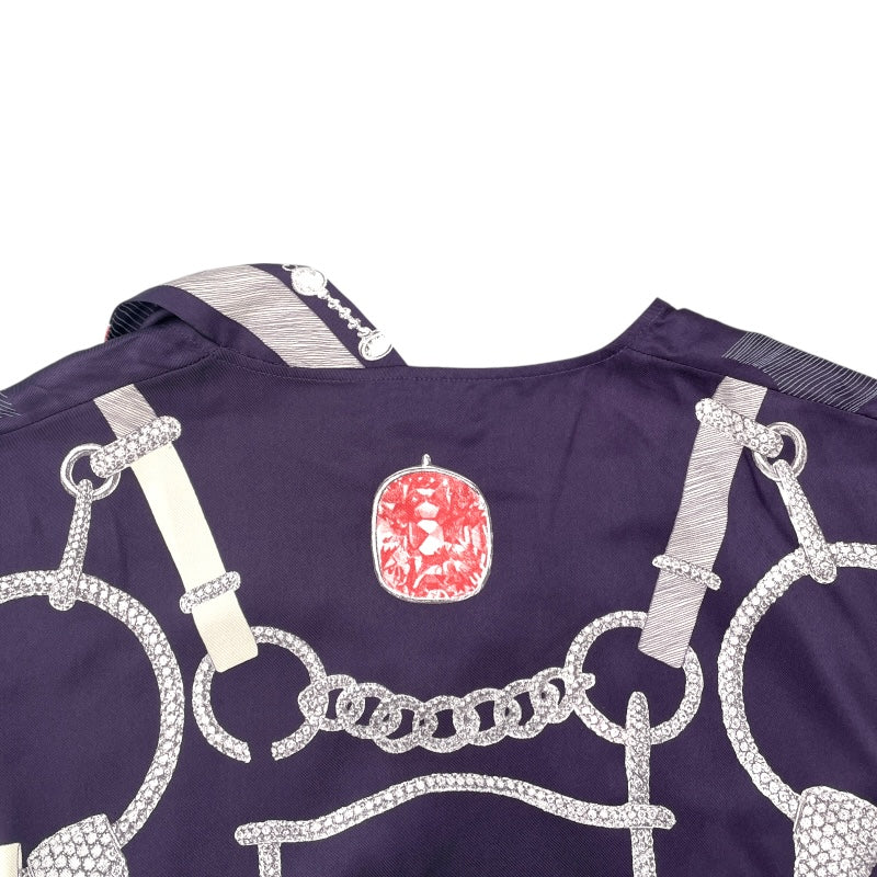 エルメス HERMES ベルト柄シルクワンピース パープル シルク レディース ワンピース