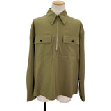 ボッテガ・ヴェネタ BOTTEGA VENETA ハーフジップ長袖シャツ 811482 カーキ ウール メンズ 長袖シャツ