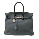 エルメス HERMES バーキン35 □L刻 ブラック シルバー金具 トゴ レディース ハンドバッグ