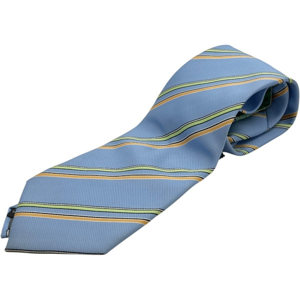 エルメス HERMES 斜めストライプネクタイ ブルー シルク メンズ