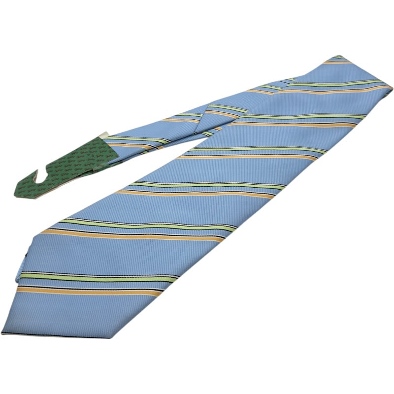 エルメス HERMES 斜めストライプネクタイ ブルー シルク メンズ