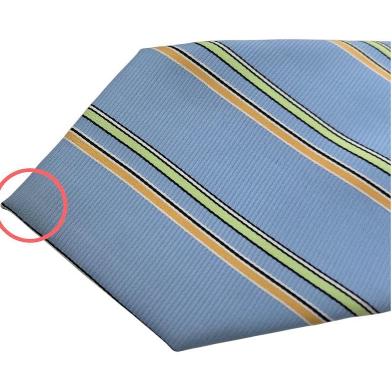 HERMES ストライプネクタイ エルメス HERMES 斜めストライプネクタイ ブルー シルク メンズ