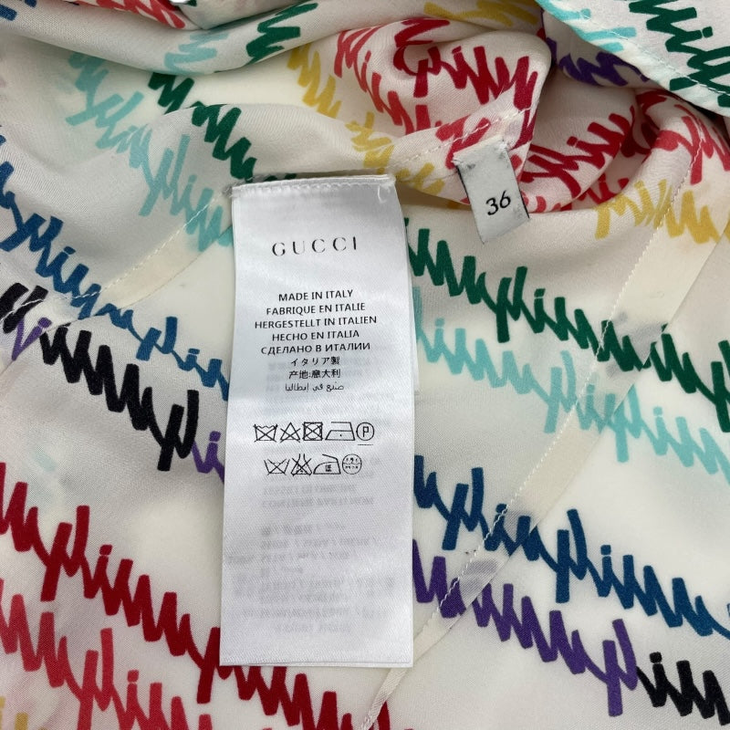 グッチ GUCCI 総柄ボウタイシルクシャツ 432685 マルチカラー シルク レディース 長袖シャツ
