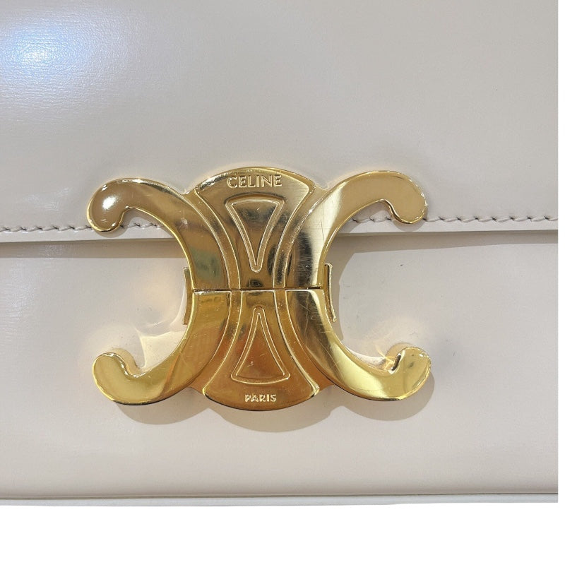 セリーヌ CELINE ショルダーバッグ クロード 194143 ベージュ/ゴールド金具 カーフ レディース ショルダーバッグ