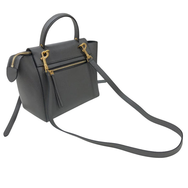 セリーヌ CELINE ベルトバッグ マイクロ 189153 グレー ゴールド金具 ドラムドカーフ レディース ハンドバッグ