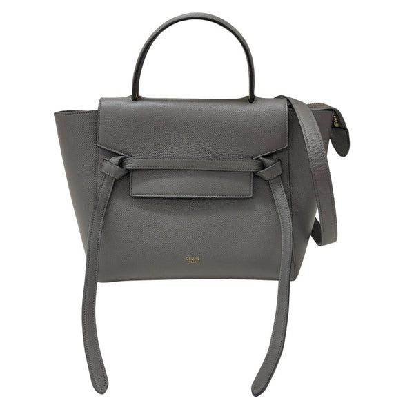 セリーヌ CELINE ベルトバッグ マイクロ 189153 グレー ゴールド金具 ドラムドカーフ レディース ハンドバッグ