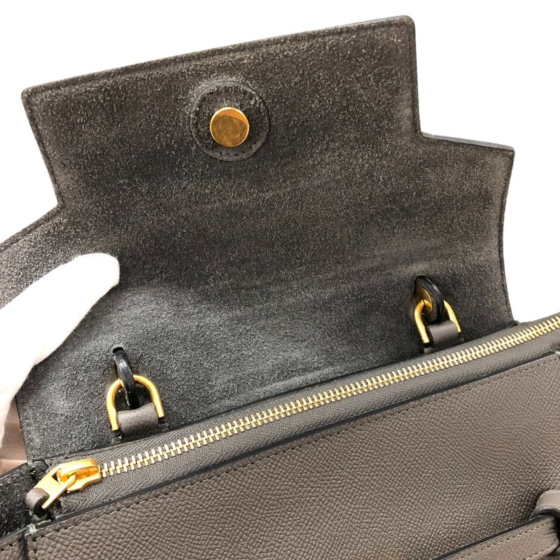 セリーヌ CELINE ベルトバッグ マイクロ 189153 グレー ゴールド金具 ドラムドカーフ レディース ハンドバッグ