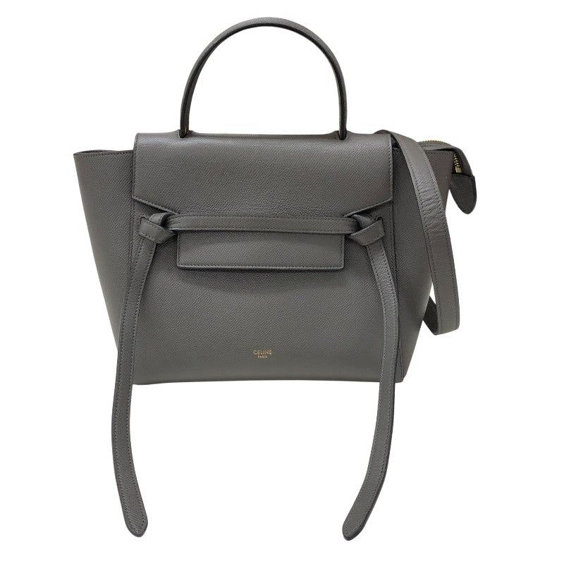 セリーヌ CELINE ベルトバッグ マイクロ 189153 グレー ゴールド金具 ドラムドカーフ レディース ハンドバッグ