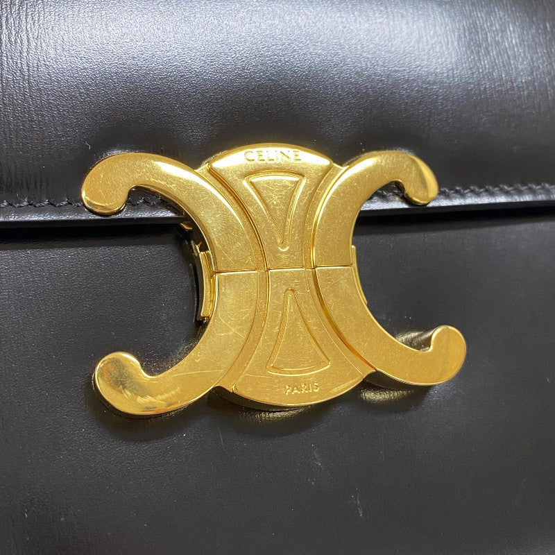 セリーヌ CELINE トリオンフ ストラップバッグ 195263 ブラック ゴールド金具 シャイニーカーフ レディース ショルダーバッグ