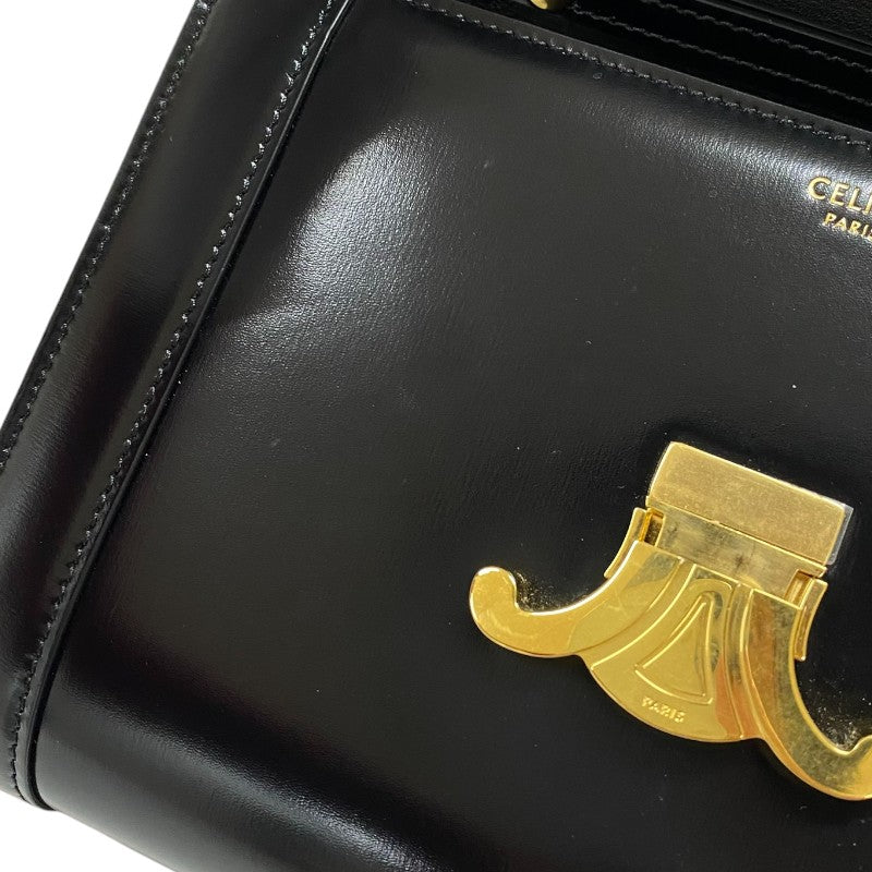 セリーヌ CELINE トリオンフ ストラップバッグ 195263 ブラック ゴールド金具 シャイニーカーフ レディース ショルダーバッグ