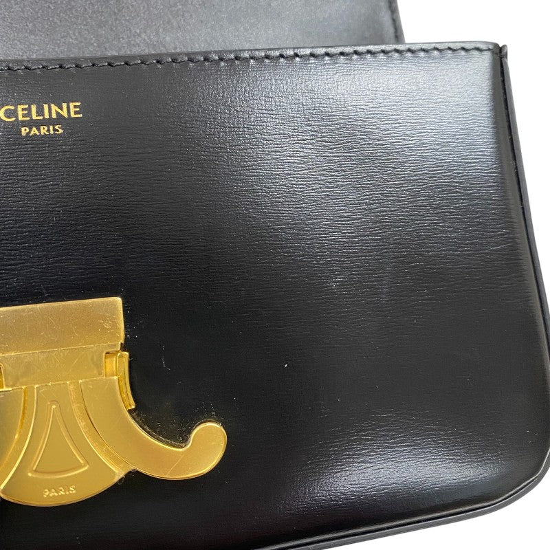 セリーヌ CELINE チェーンショルダーバッグ クロード 115203 ブラック ゴールド金具 カーフ レディース