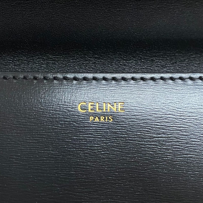 セリーヌ CELINE チェーンショルダーバッグ クロード 115203 ブラック ゴールド金具 カーフ レディース