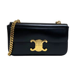 セリーヌ CELINE チェーンショルダーバッグ クロード 115203 ブラック ゴールド金具 カーフ レディース