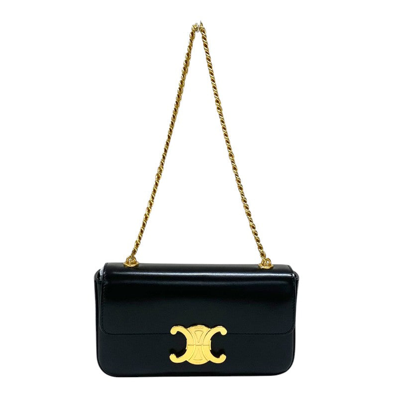 セリーヌ CELINE チェーンショルダーバッグ クロード 115203 ブラック ゴールド金具 カーフ レディース