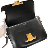 セリーヌ CELINE ティーン トリオンフ バッグ 188423 ブラック ゴールド金具 シャイニーカーフスキン レディース ショルダーバッグ