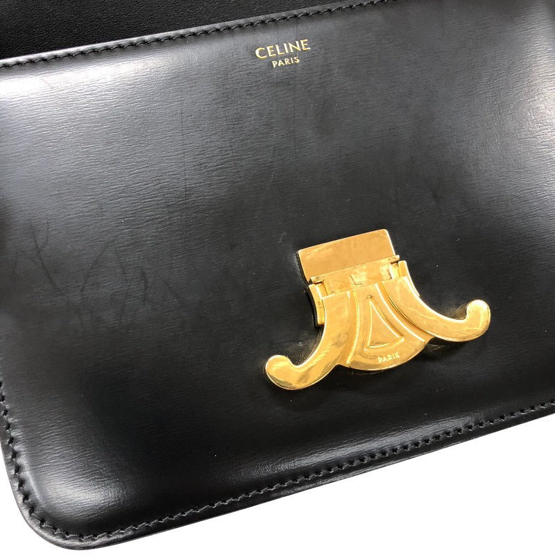セリーヌ CELINE ティーン トリオンフ バッグ 188423 ブラック ゴールド金具 シャイニーカーフスキン レディース ショルダーバッグ
