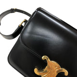 セリーヌ CELINE ティーン トリオンフ バッグ 188423 ブラック ゴールド金具 シャイニーカーフスキン レディース ショルダーバッグ
