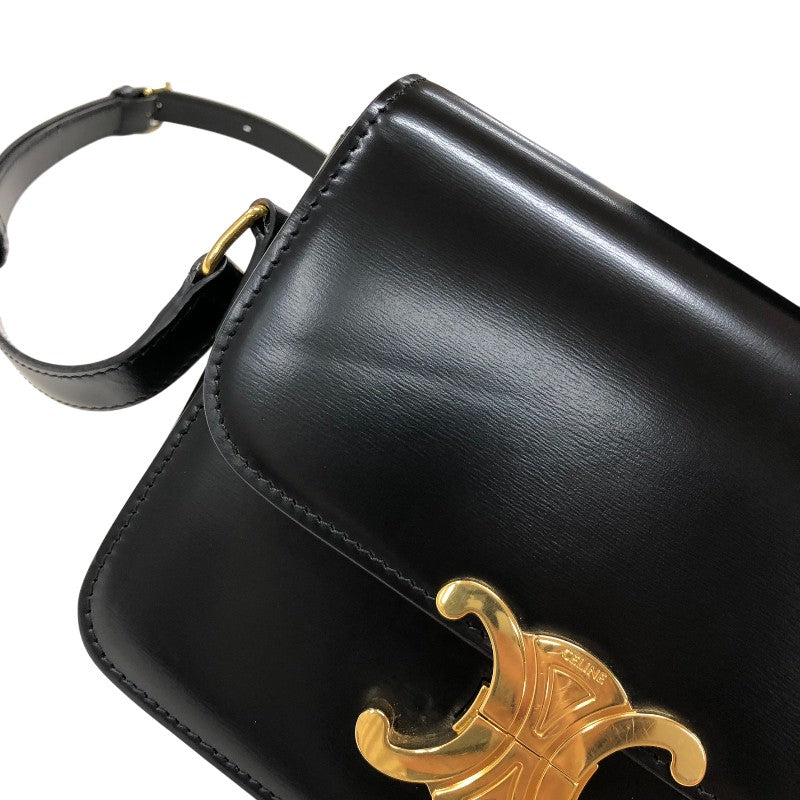 セリーヌ CELINE ティーン トリオンフ バッグ 188423 ブラック ゴールド金具 シャイニーカーフスキン レディース ショルダーバッグ