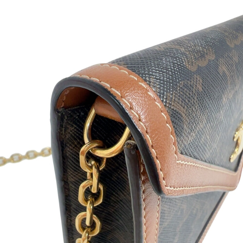 セリーヌ CELINE トリオンフ　チェーンウォレット 10L822 タン　ゴールド金具 トリオンフキャンバス レディース ショルダーバッグ