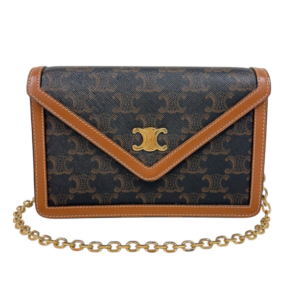 セリーヌ CELINE トリオンフ　チェーンウォレット 10L822 タン　ゴールド金具 トリオンフキャンバス レディース ショルダーバッグ