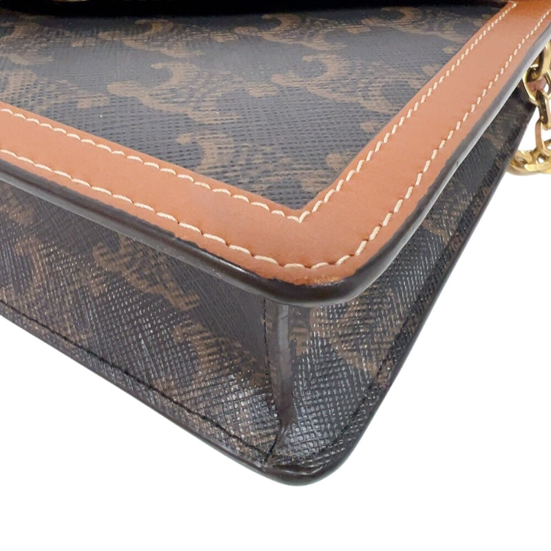セリーヌ CELINE トリオンフ　チェーンウォレット 10L822 タン　ゴールド金具 トリオンフキャンバス レディース ショルダーバッグ