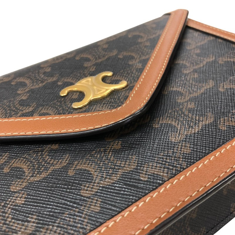セリーヌ CELINE トリオンフチェーンウォレット 10I822 タン ゴールド金具 カーフ トリオンフキャンバス レディース ショルダーバッグ