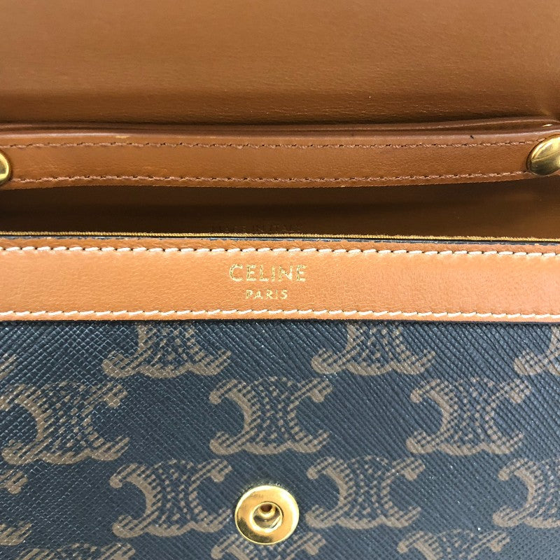 セリーヌ CELINE トリオンフチェーンウォレット 10I822 タン ゴールド金具 カーフ トリオンフキャンバス レディース ショルダーバッグ