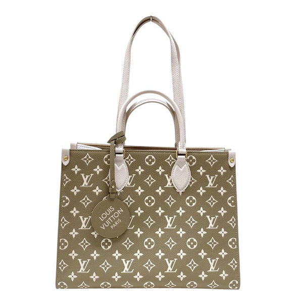 ルイ・ヴィトン LOUIS VUITTON オンザゴーMM M46060 カーキ モノグラム・アンプラント レディース トートバッグ ショルダーバッグ