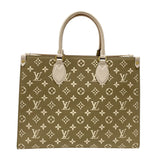 ルイ・ヴィトン LOUIS VUITTON オンザゴーMM M46060 カーキ モノグラム・アンプラント レディース トートバッグ ショルダーバッグ