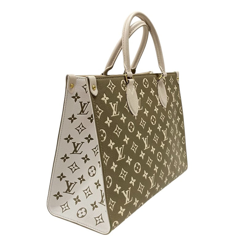 ルイ・ヴィトン LOUIS VUITTON オンザゴーMM M46060 カーキ モノグラム・アンプラント レディース トートバッグ ショルダーバッグ