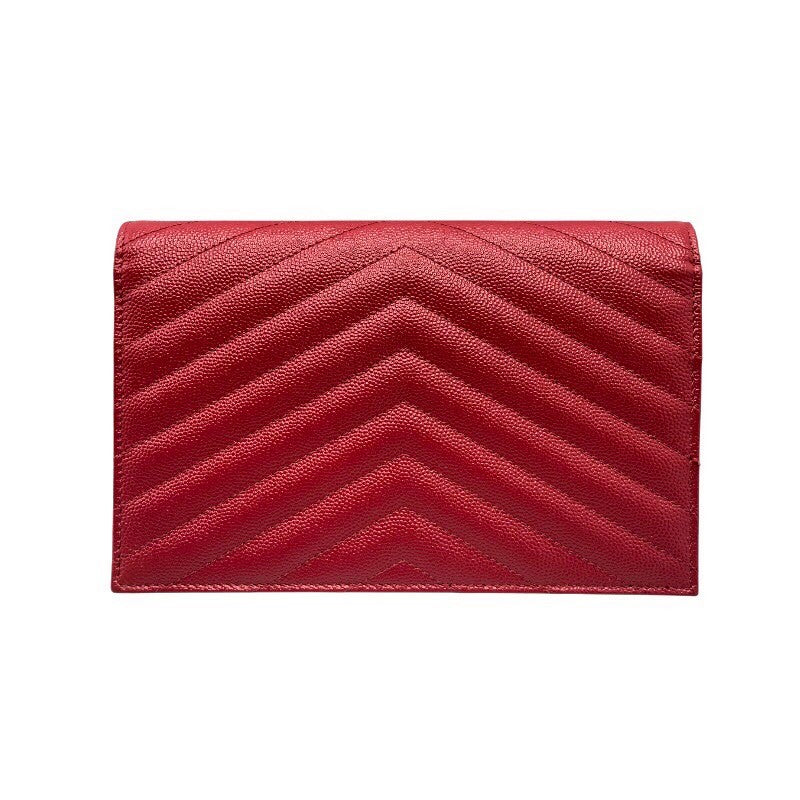 サンローラン SAINT LAURENT エンべロープ　チェーンウォレット 393953 レッド グレインレザー レディース ショルダーバッグ