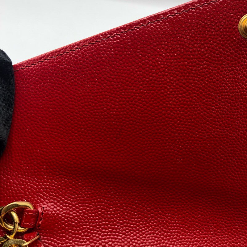 サンローラン SAINT LAURENT エンべロープ　チェーンウォレット 393953 レッド グレインレザー レディース ショルダーバッグ