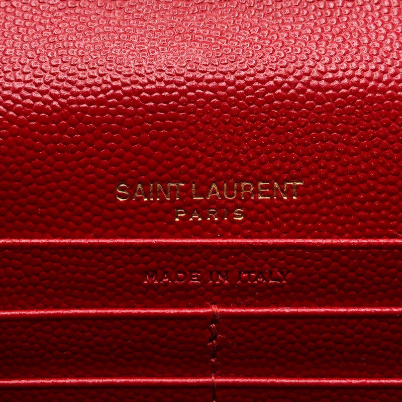 サンローラン SAINT LAURENT エンべロープ　チェーンウォレット 393953 レッド グレインレザー レディース ショルダーバッグ