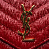 サンローラン SAINT LAURENT エンべロープ　チェーンウォレット 393953 レッド グレインレザー レディース ショルダーバッグ