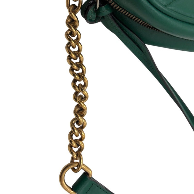 グッチ GUCCI GGマーモント スモールカメラバッグ 447632 グリーン レザー レディース ショルダーバッグ