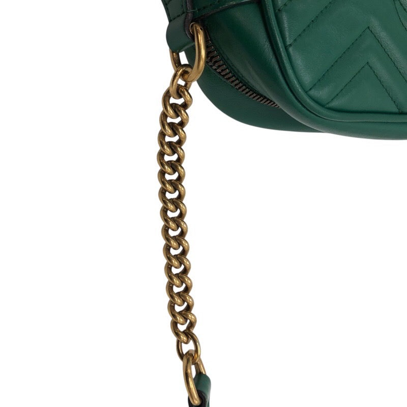 グッチ GUCCI GGマーモント スモールカメラバッグ 447632 グリーン レザー レディース ショルダーバッグ