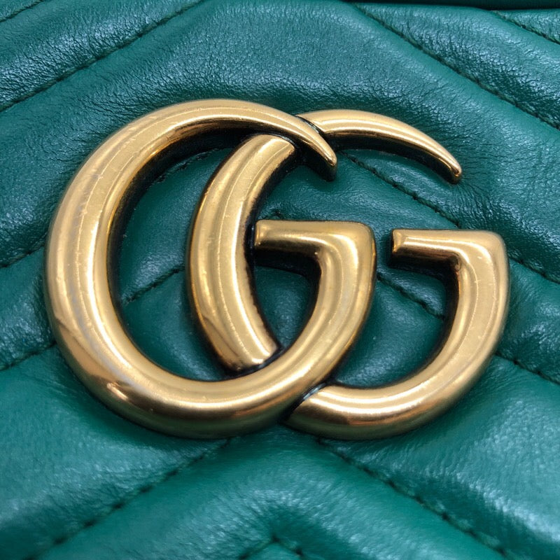 グッチ GUCCI GGマーモント スモールカメラバッグ 447632 グリーン レザー レディース ショルダーバッグ