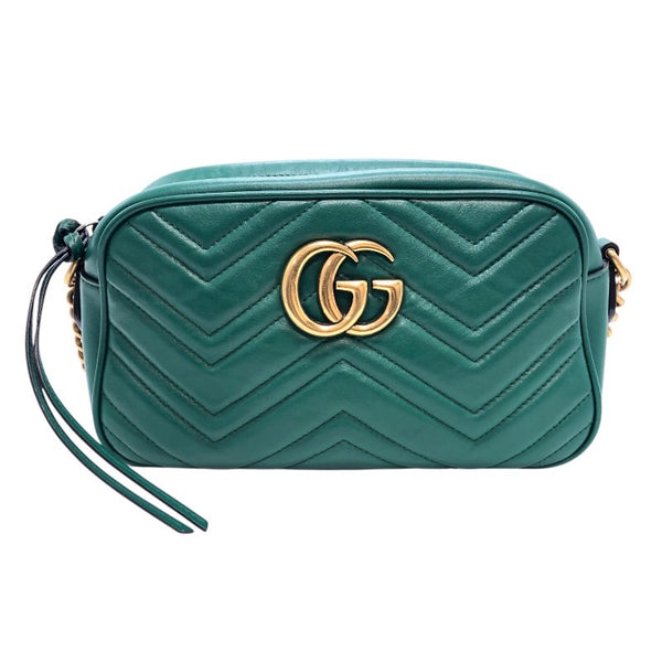 グッチ GUCCI GGマーモント スモールカメラバッグ 447632 グリーン レザー レディース ショルダーバッグ