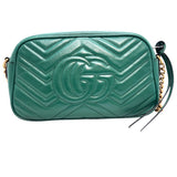 グッチ GUCCI GGマーモント スモールカメラバッグ 447632 グリーン レザー レディース ショルダーバッグ
