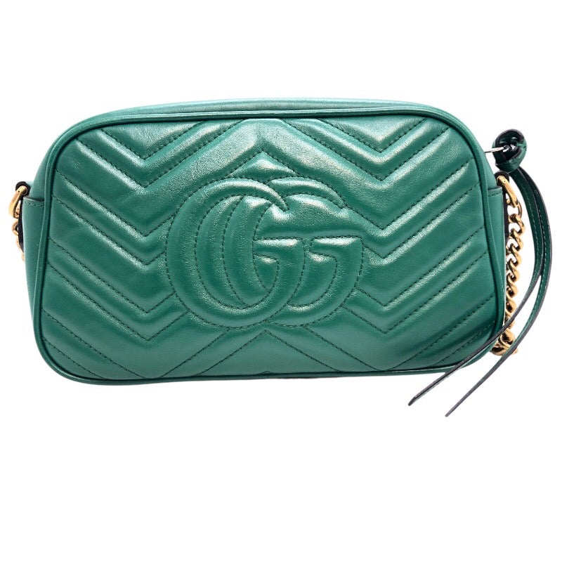 グッチ GUCCI GGマーモント スモールカメラバッグ 447632 グリーン レザー レディース ショルダーバッグ
