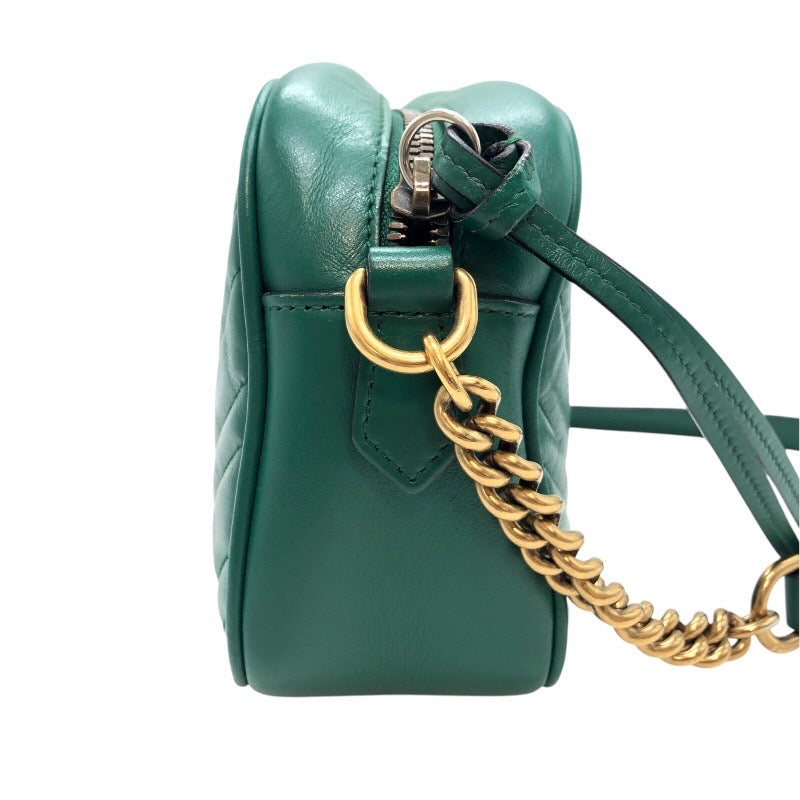 グッチ GUCCI GGマーモント スモールカメラバッグ 447632 グリーン レザー レディース ショルダーバッグ