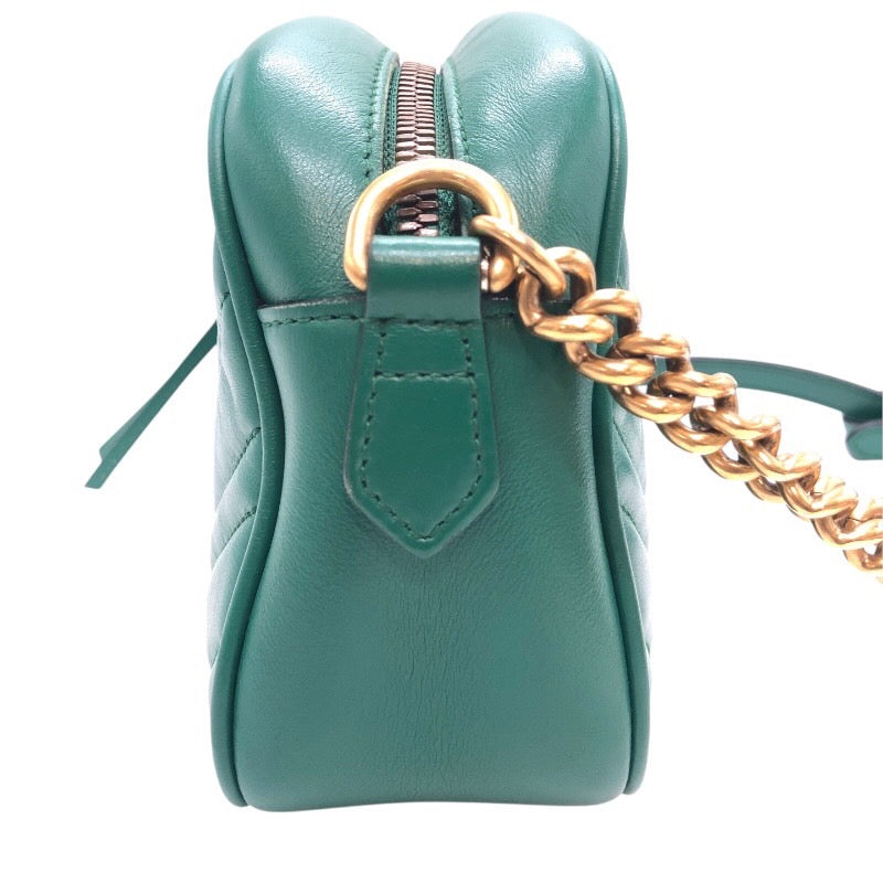 グッチ GUCCI GGマーモント スモールカメラバッグ 447632 グリーン レザー レディース ショルダーバッグ