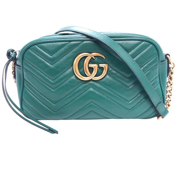 グッチ GUCCI GGマーモント スモールカメラバッグ 447632 グリーン レザー レディース ショルダーバッグ