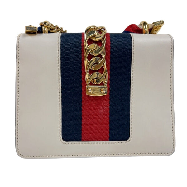 グッチ GUCCI シルヴィ　ミニチェーンショルダーバッグ 431666 アイボリー　ゴールド金具 レザー/キャンバス レディース ショルダーバッグ