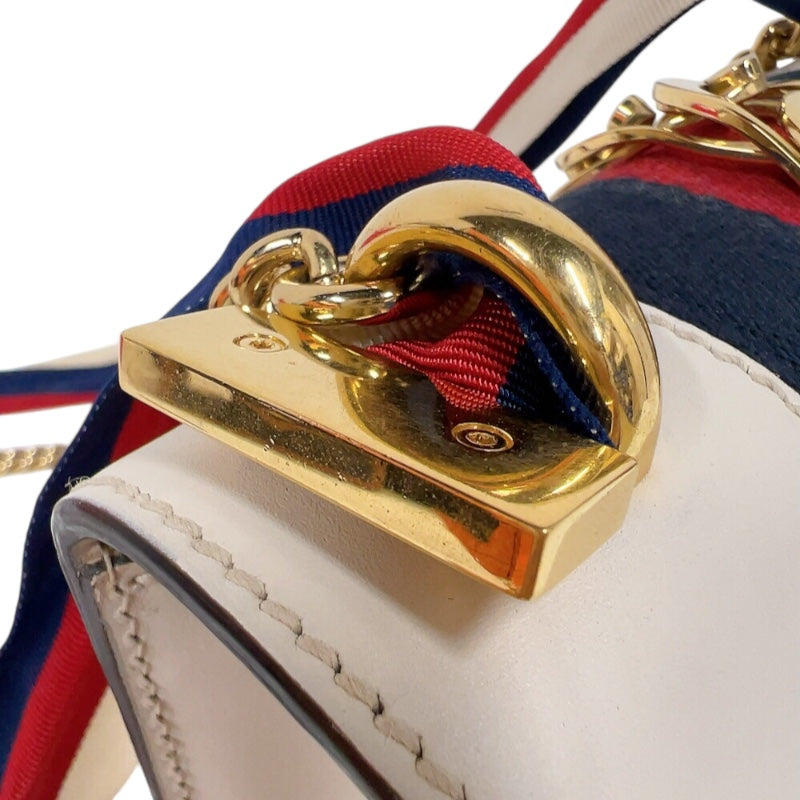 グッチ GUCCI シルヴィ　ミニチェーンショルダーバッグ 431666 アイボリー　ゴールド金具 レザー/キャンバス レディース ショルダーバッグ