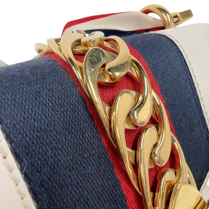グッチ GUCCI シルヴィ　ミニチェーンショルダーバッグ 431666 アイボリー　ゴールド金具 レザー/キャンバス レディース ショルダーバッグ