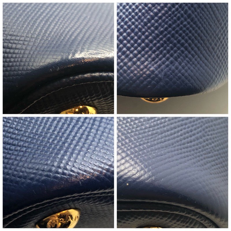 プラダ PRADA ドゥーブルミディアム 1BG775 ブルー サフィアーノ レディース ショルダーバッグ